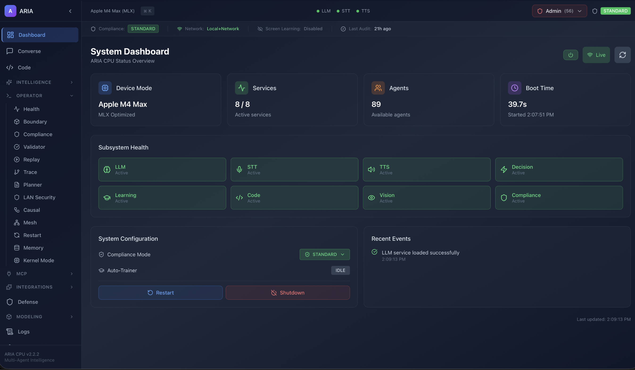 ARIA System Dashboard