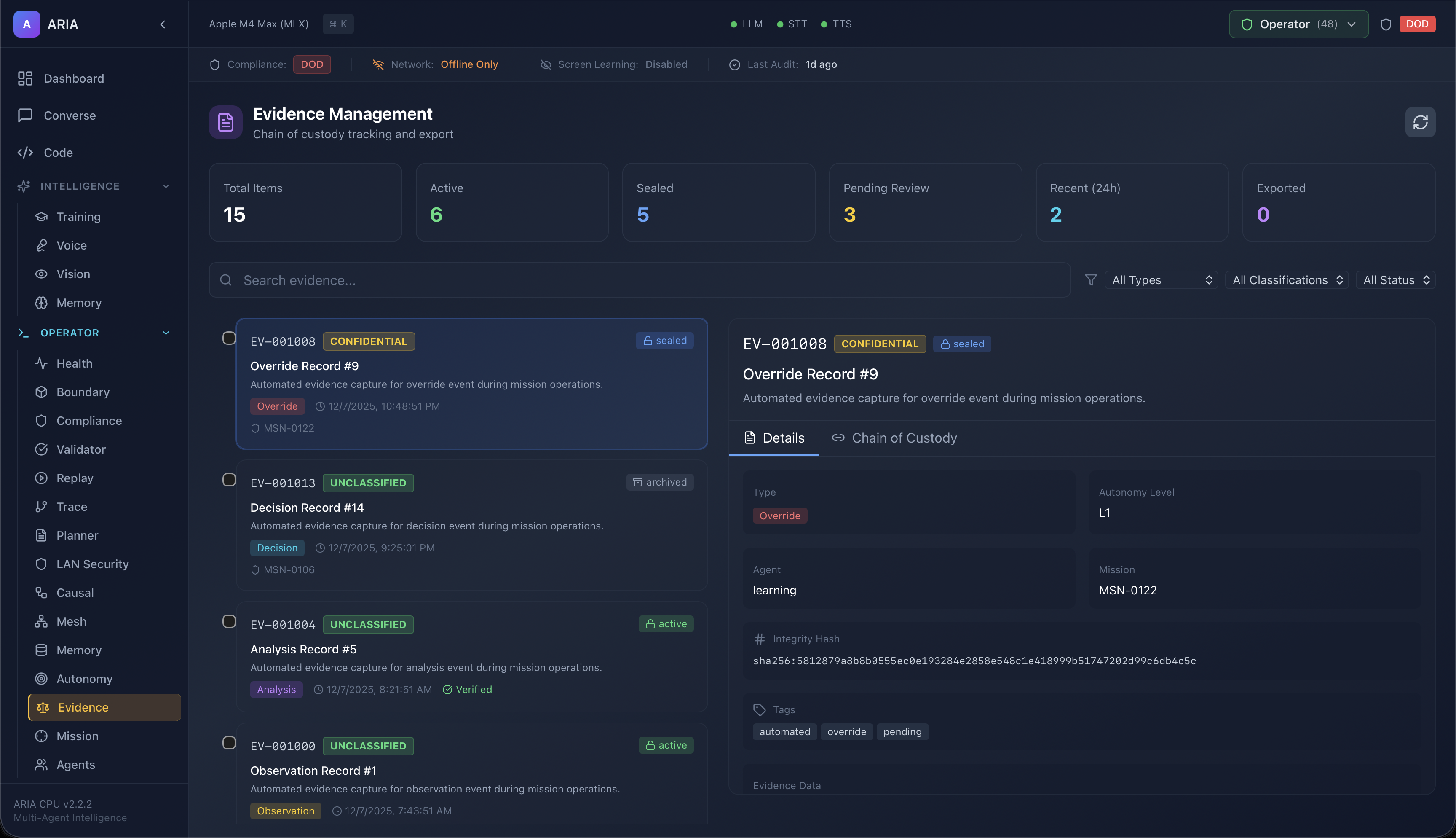 Evidence Management UI